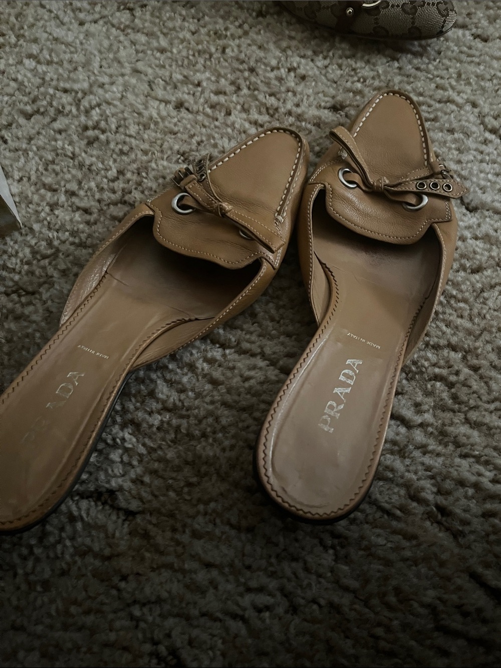 Prada Women's Tan Leather Loafers - Picture 5 of 5